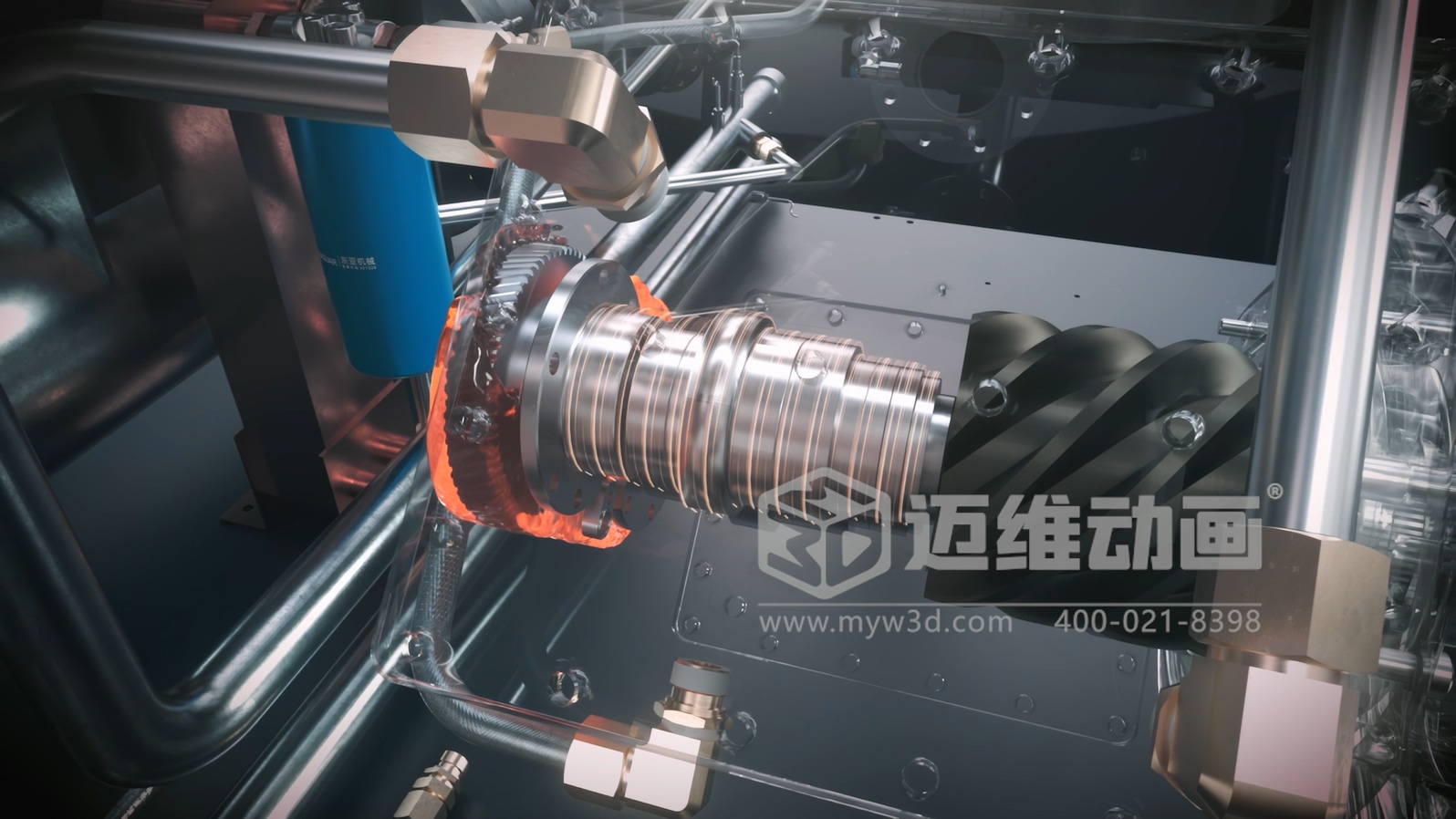 壓縮機(jī) “透視” 震撼來(lái)襲！三維動(dòng)畫(huà)拆解內(nèi)部結(jié)構(gòu)，系統(tǒng)原理看得見(jiàn)，核心材質(zhì)細(xì)節(jié)拉滿！(圖2)