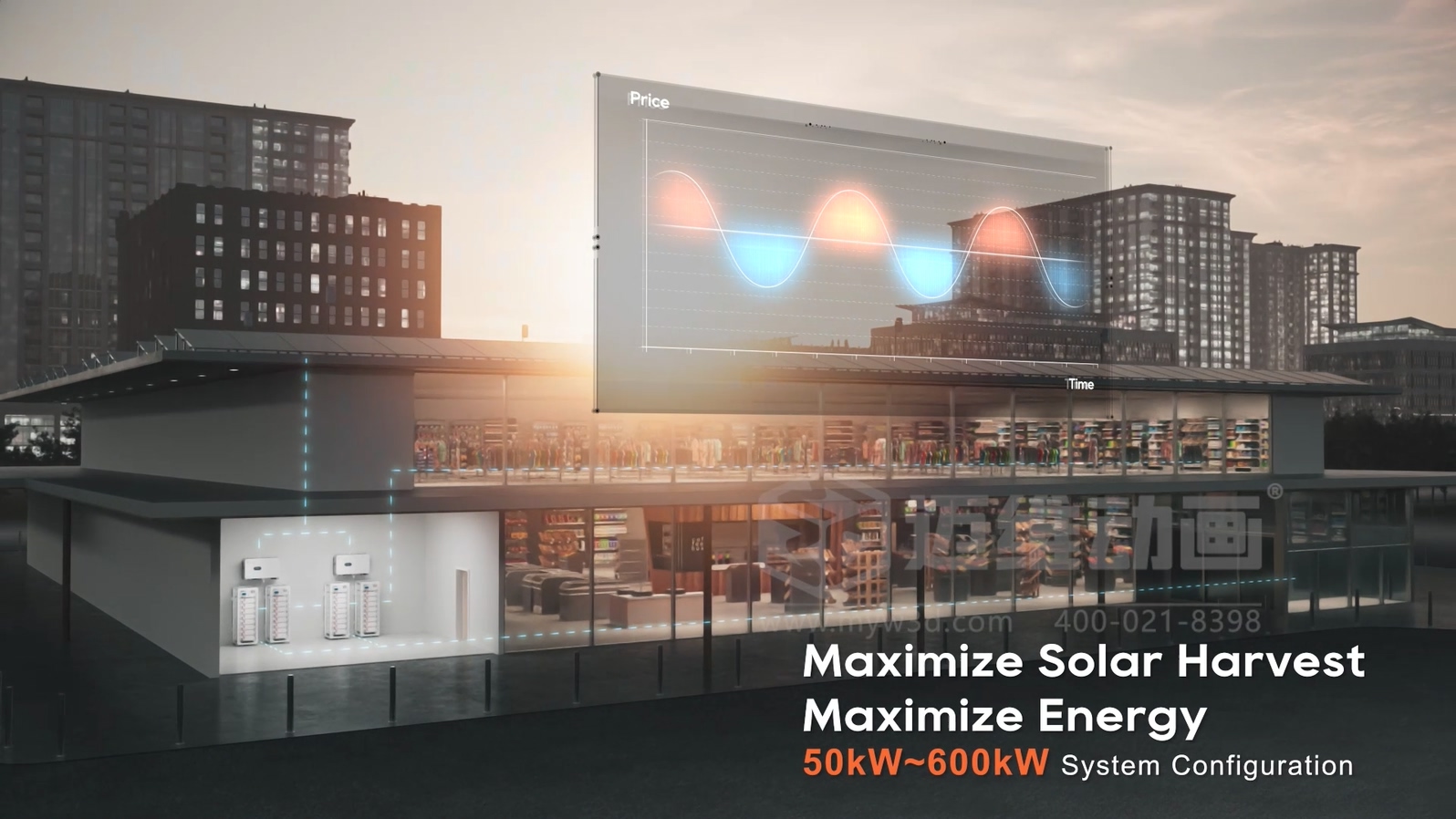 光伏儲能應(yīng)用場景難落地展示？新能源三維動畫來解決，真實再現(xiàn)家庭 / 工商業(yè)場景，設(shè)備價值一眼看懂！(圖2)